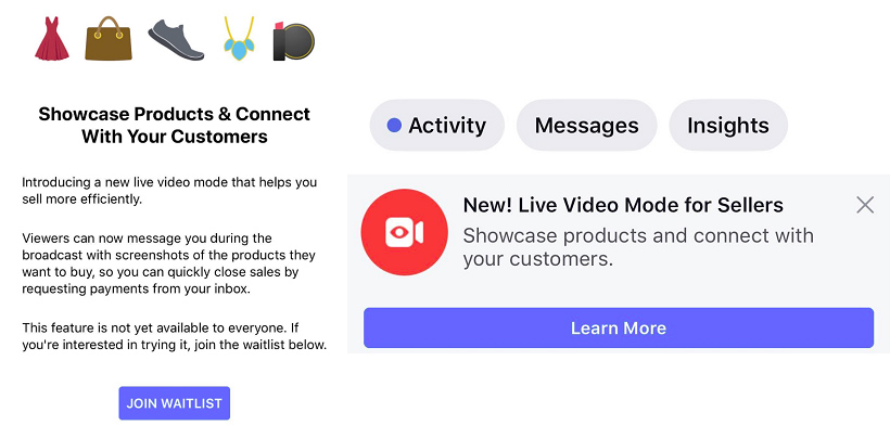 Facebook testuje predaj produktov cez live video